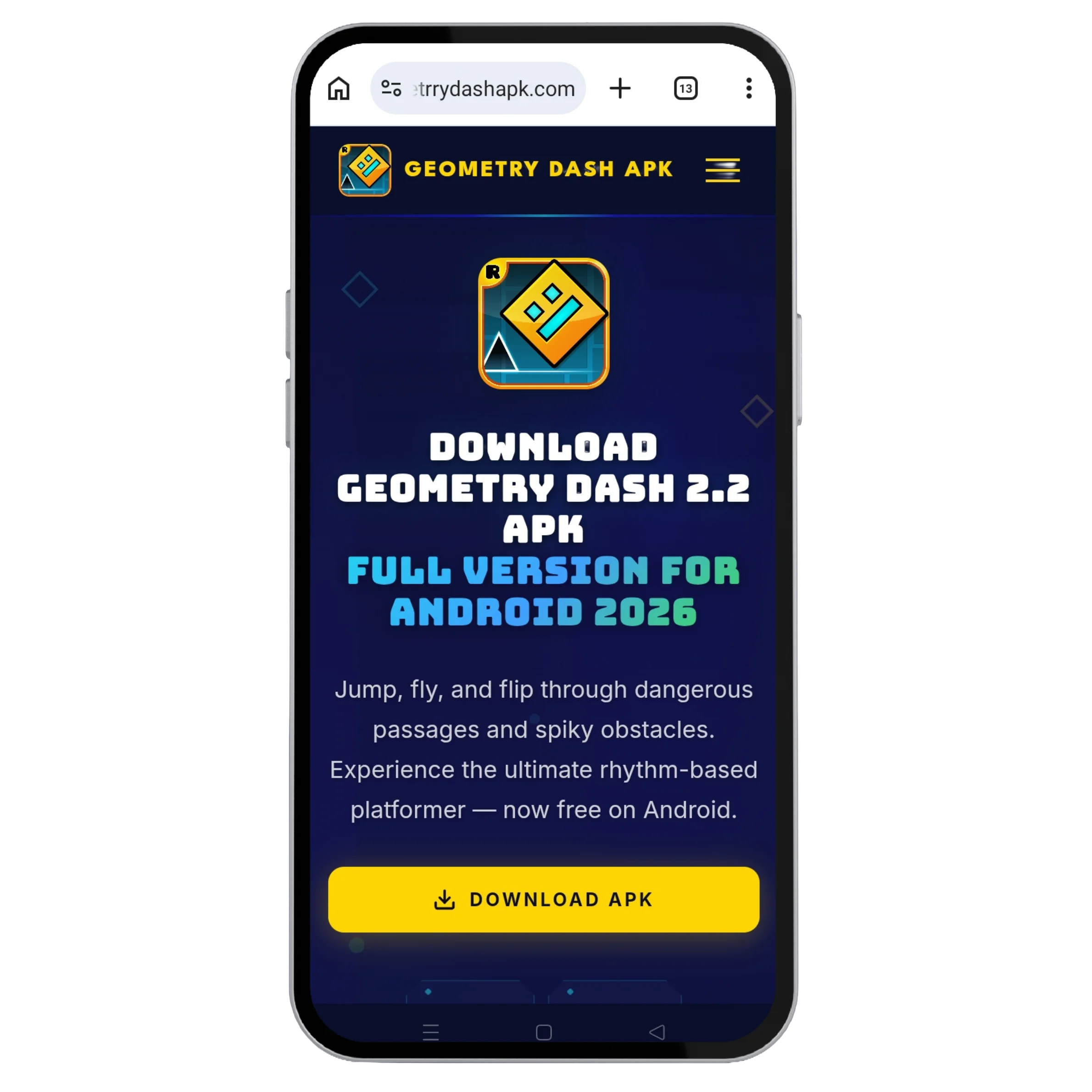 Open geometrrydashapk.com on Android phone