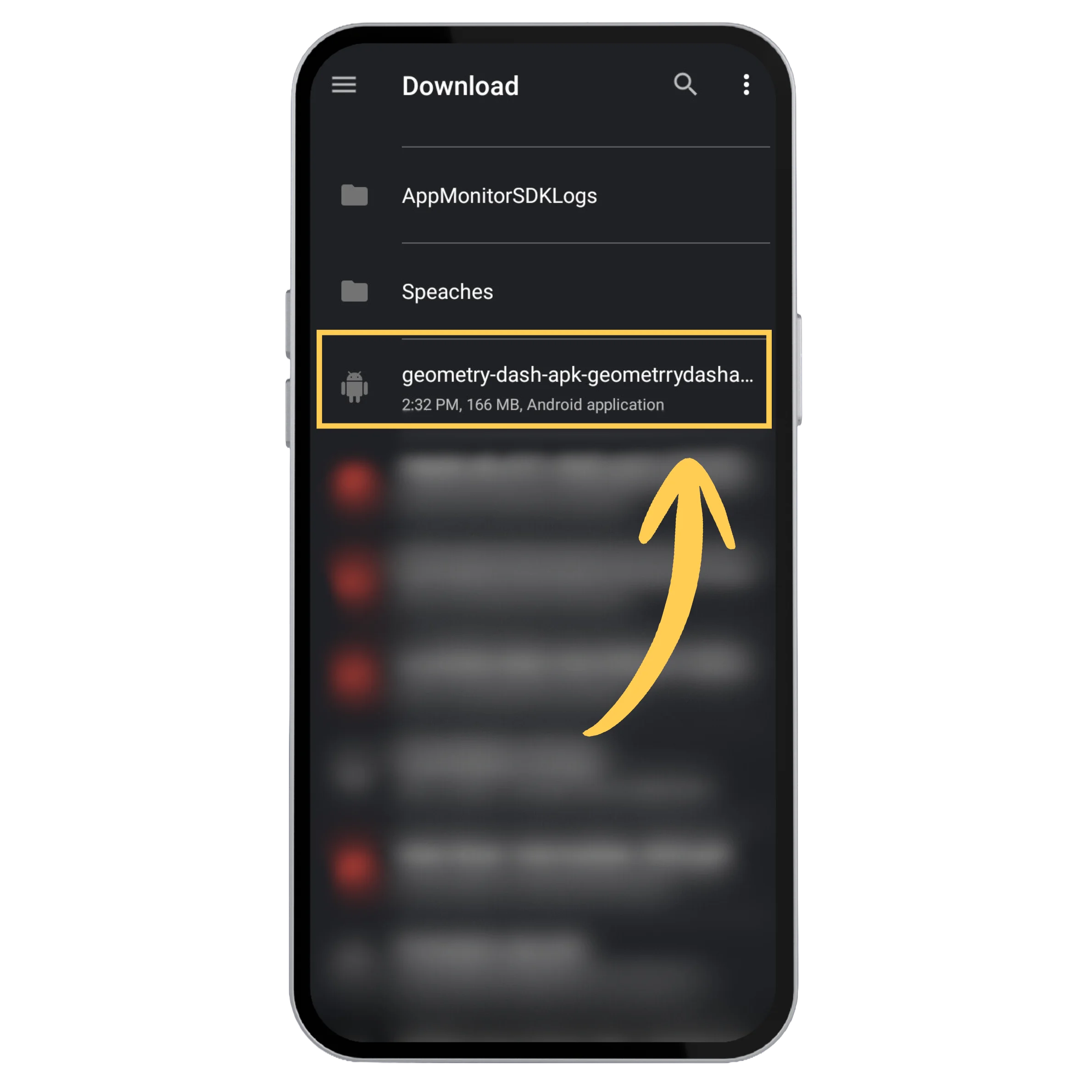Find Geometry Dash APK file in downloads