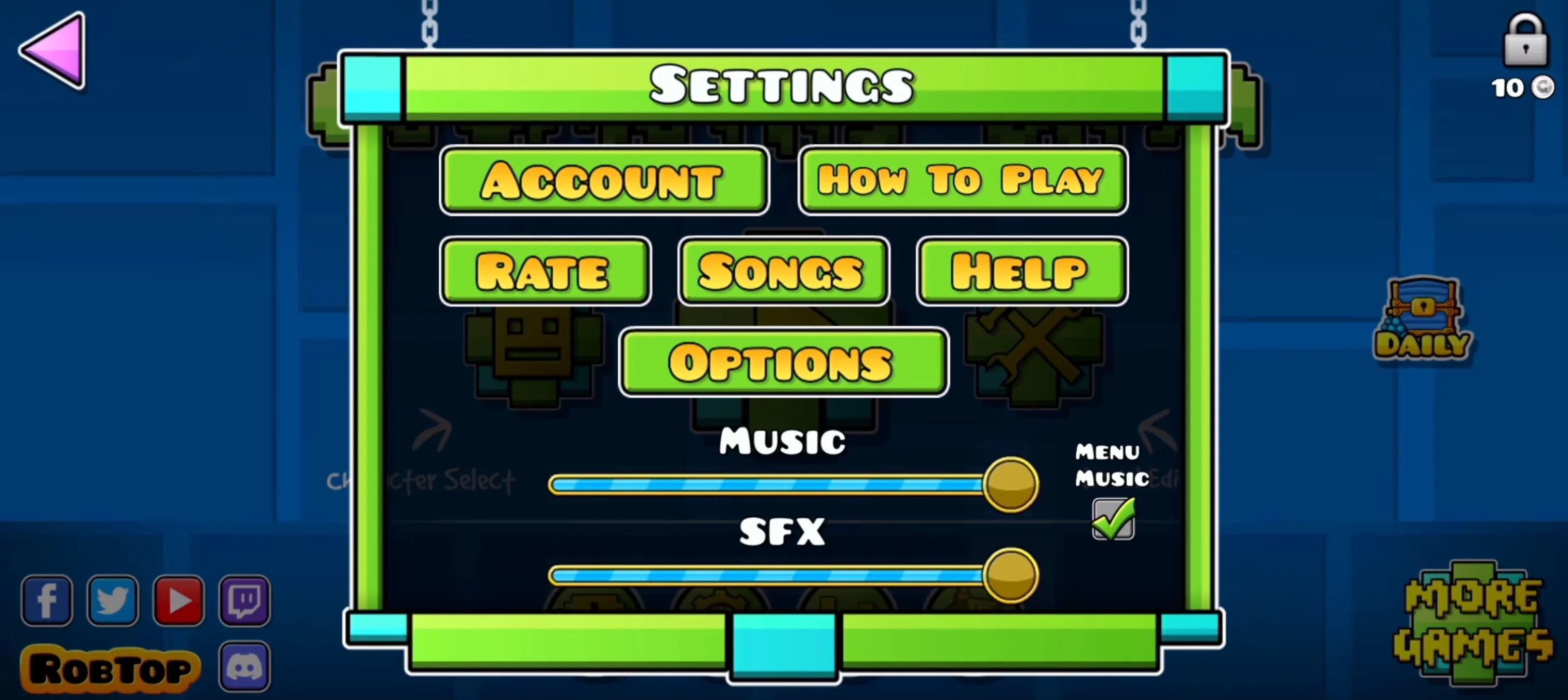 Geometry Dash APK Settings