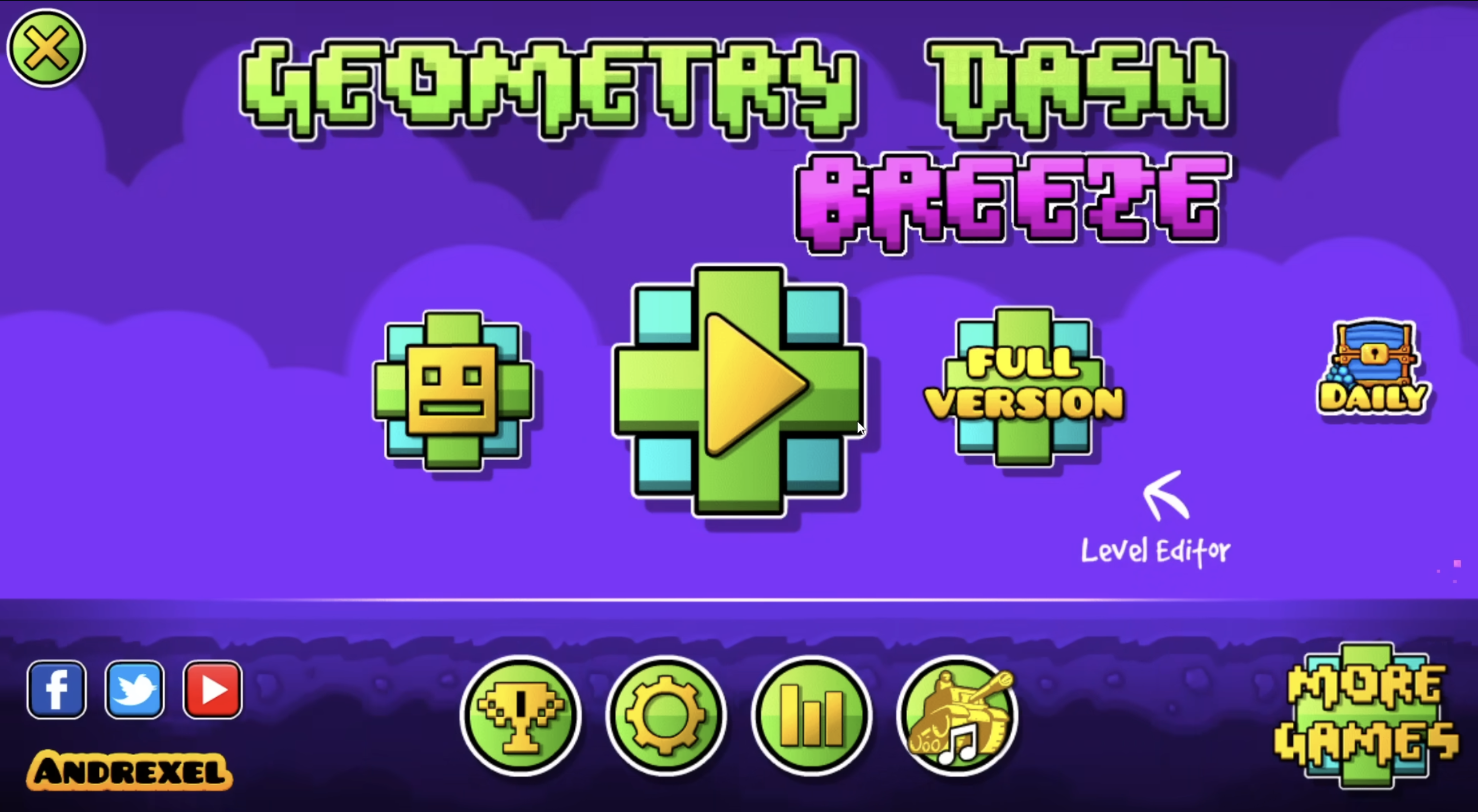 Geometry Dash Breeze APK Main Menu