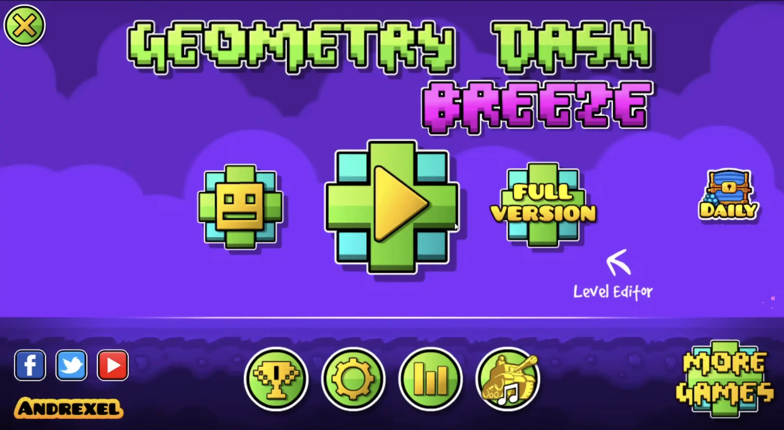 Geometry Dash Breeze APK Main Menu