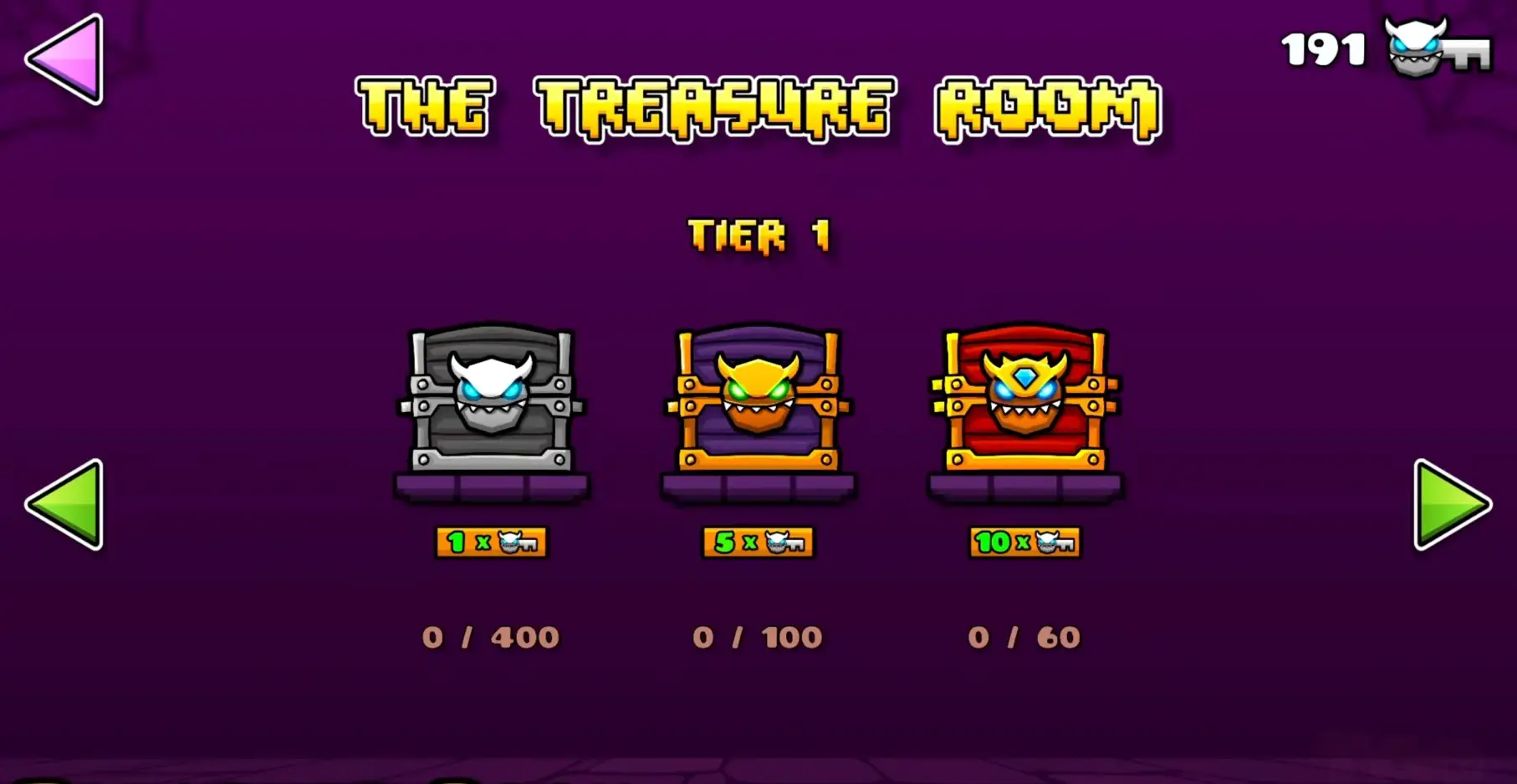Geometry Dash Treasure Room Chests